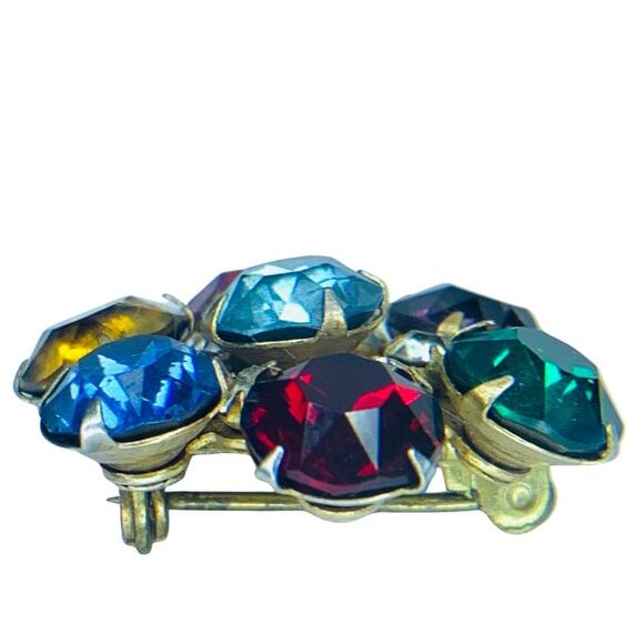 Vintage 50s Rainbow Pin - Rivet Style Scatter Pin Brooch - Picture 3 of 8